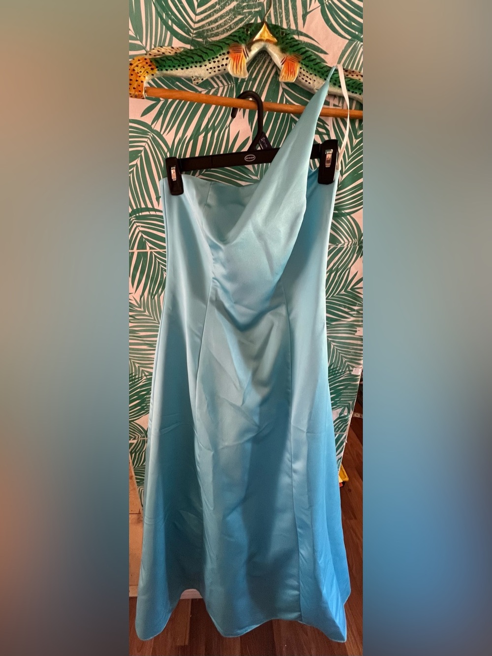 Urban Girl Nites Y2K vintage One-Shoulder Satin Dress in Light Blue Sz 7/8